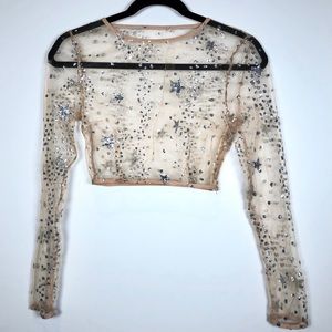 Mesh Silver Star Crop